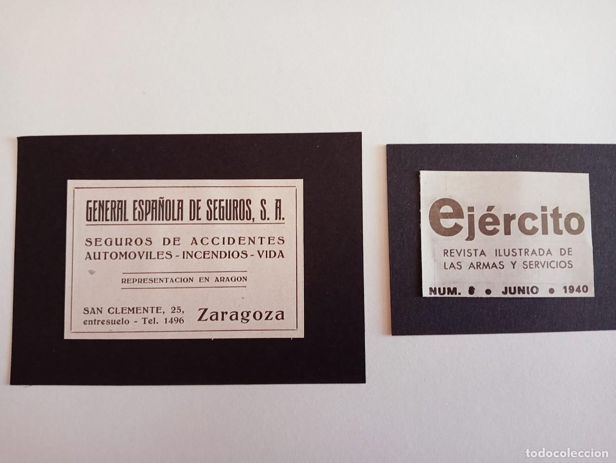 Collectionnisme d'affiches: ZARAGOZA - GENERAL ESPA&Ntilde;OLA DE SEGUROS - PUBLICIDAD 1940 / EJ&Eacute;RCITO