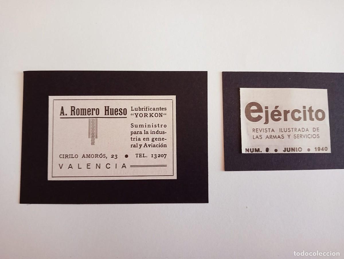 Collectionnisme d'affiches: VALENCIA - A. ROMERO HUESO - SUMINISTROS INDUSTRIALES - PUBLICIDAD 1940 / EJ&Eacute;RCITO