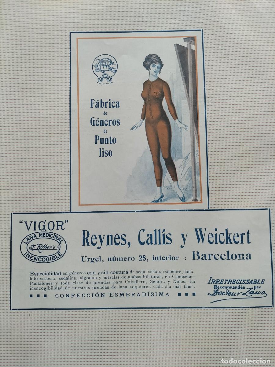 Sammeln von Plakaten: FABRICA GENEROS PUNTO LISO REYNES CALLIS Y WEICKERT BARCELONA VIGOR LANA MEDICINAL HOJA A&Ntilde;O 1916