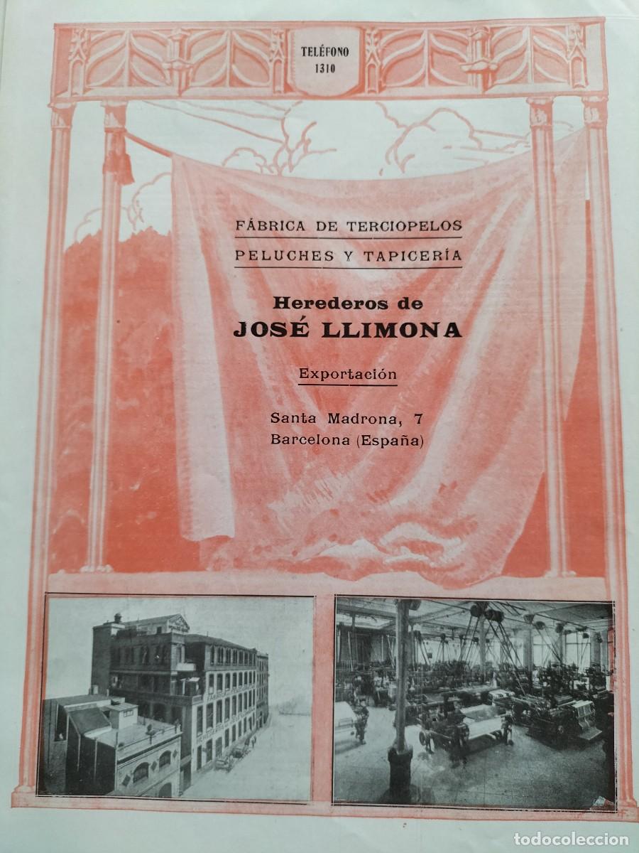 Sammeln von Plakaten: FABRICA DE TERCIOPELOS PELUCHES Y TAPICERIA HEREDEROS JOSE LLIMONA BARCELONA HOJA A&Ntilde;O 1916
