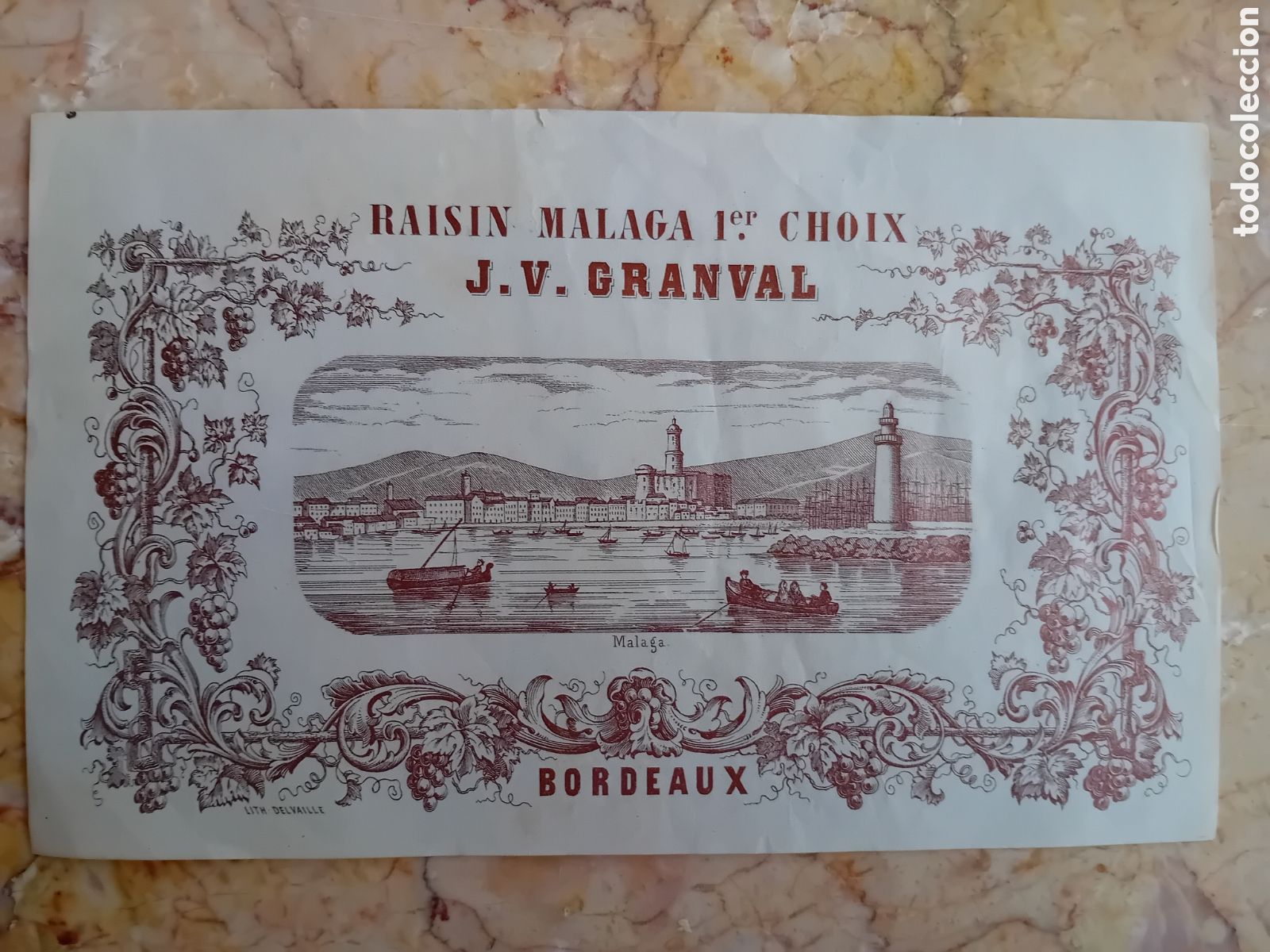 Sammeln von Plakaten: Antiguo cartel pasa de Malaga J V Granval bueseos bordeaux papel fino