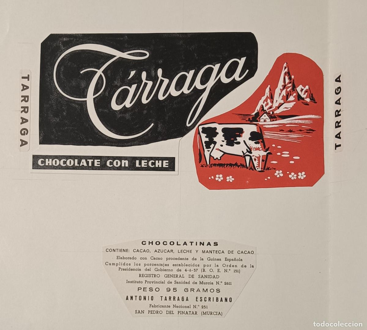 Coleccionismo de carteles: CARTEL ITO ETIQUETA ORIGINAL PINTADA A MANO TARRAGA CHOCOLATE CON LECHE VACA SAN PEDRO DEL PINATAR