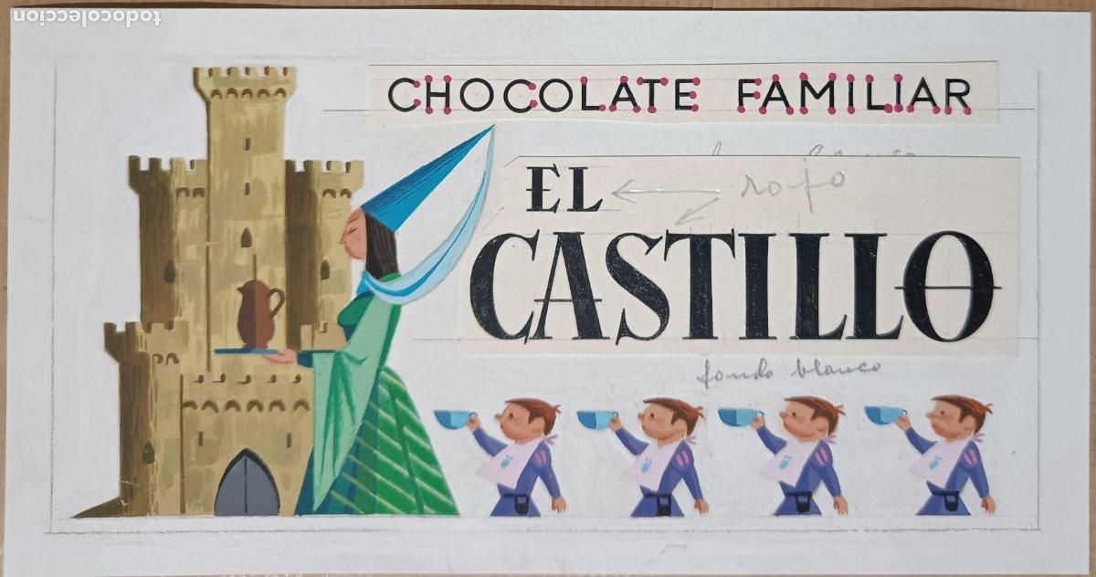 Coleccionismo de carteles: CARTEL ITO ETIQUETA ORIGINAL PINTADA A MANO CHOCOLATE FAMILAR EL CASTILLO SAN PEDRO DEL PINATAR