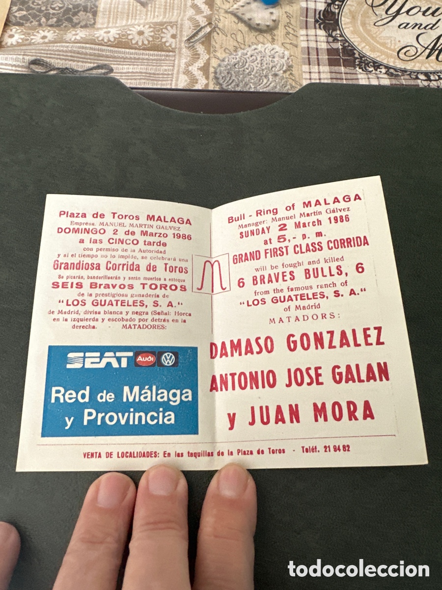 Coleccionismo de carteles: Programa de corrida de toros 2 de marzo 1986 M&aacute;laga - Foto 2