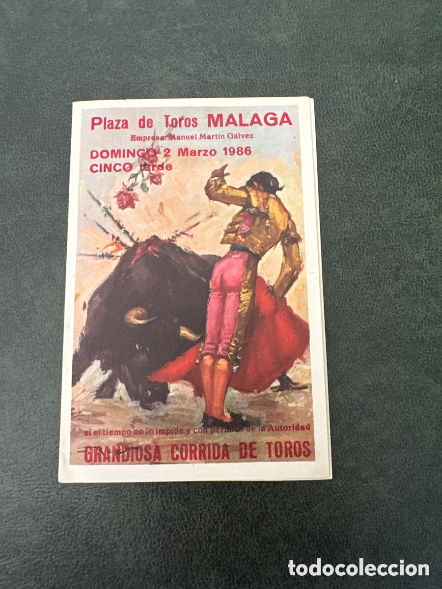 Coleccionismo de carteles: Programa de corrida de toros 2 de marzo 1986 M&aacute;laga - Foto 1