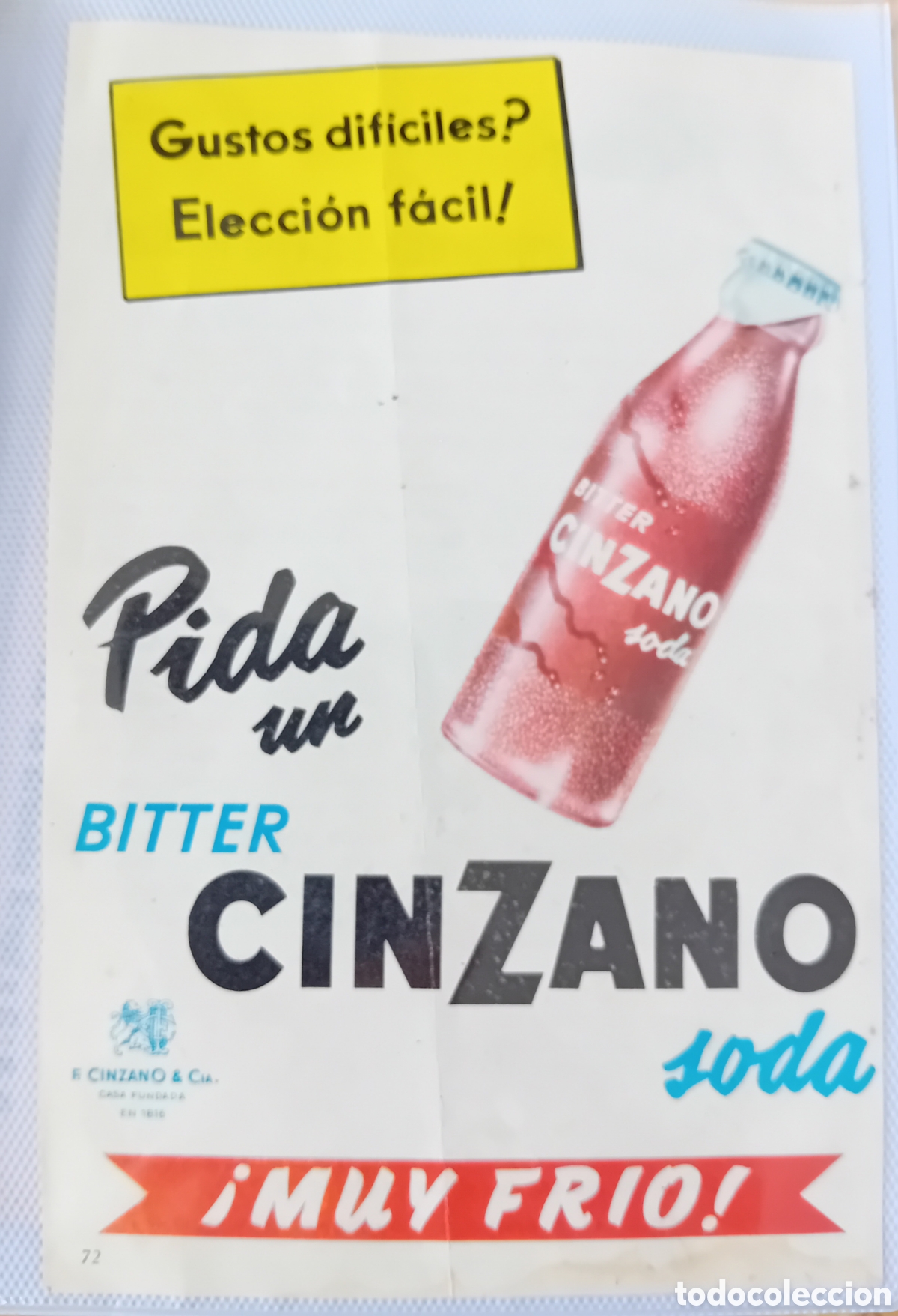 Sammeln von Plakaten: cartelito anuncio Cinzano bitter soda Ford a&ntilde;os 50