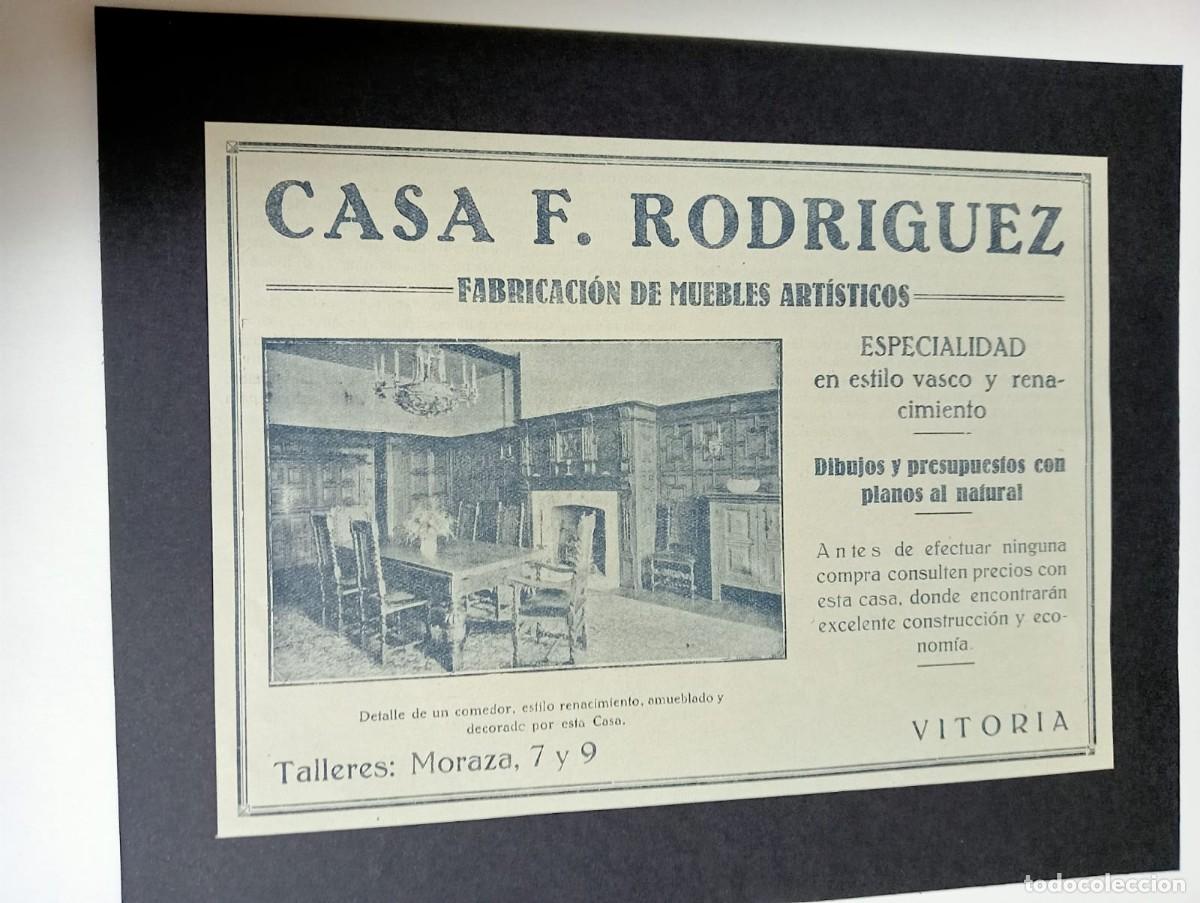 Sammeln von Plakaten: VITORIA - CASA F. RODR&Iacute;GUEZ - FABRICACI&Oacute;N MUEBLES - PUBLICIDAD ORIGINAL 1928 / VIDA VASCA