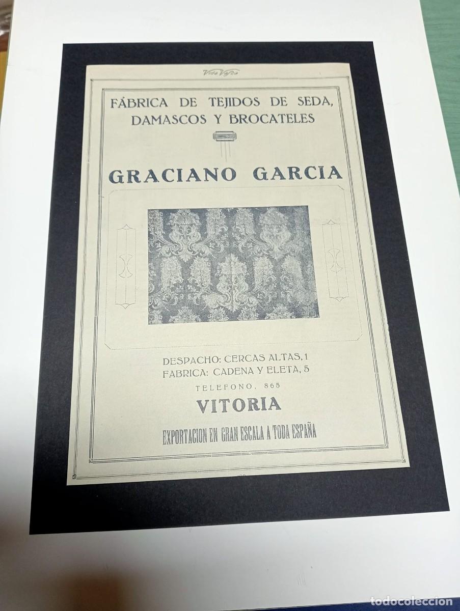 Poster collecting: VITORIA - GRACIANO GARCIA - TEJIDOS DE SEDA - PUBLICIDAD ORIGINAL 1928 / VIDA VASCA - 21x29 cm.