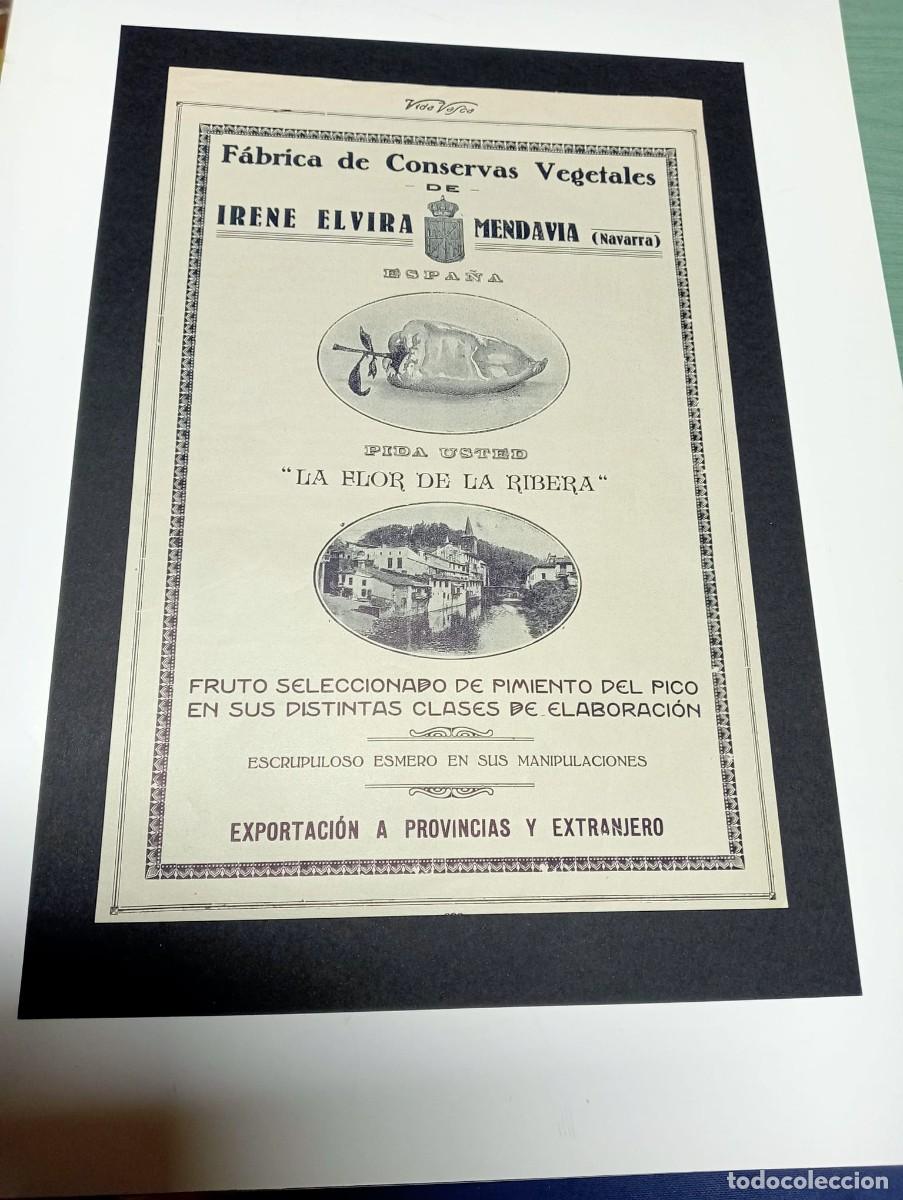 Poster collecting: MENDAVIA (NAVARRA) - CONSERVAS VEGETALES - PUBLICIDAD ORIGINAL 1928 / VIDA VASCA - 21x 29 cm.