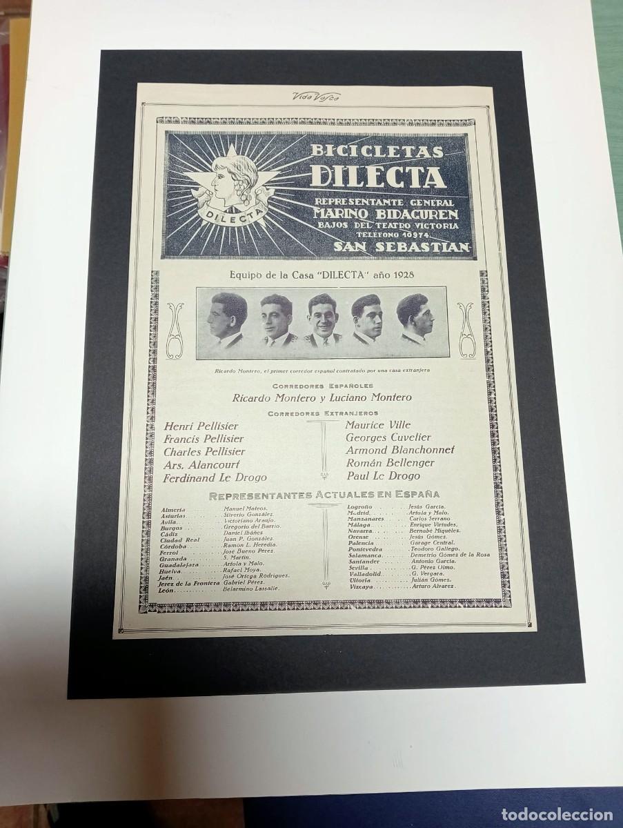 Poster collecting: SAN SEBASTI&Aacute;N - BICICLETAS DILECTA - PUBLICIDAD ORIGINAL 1928 / VIDA VASCA - 21x 29 cm.