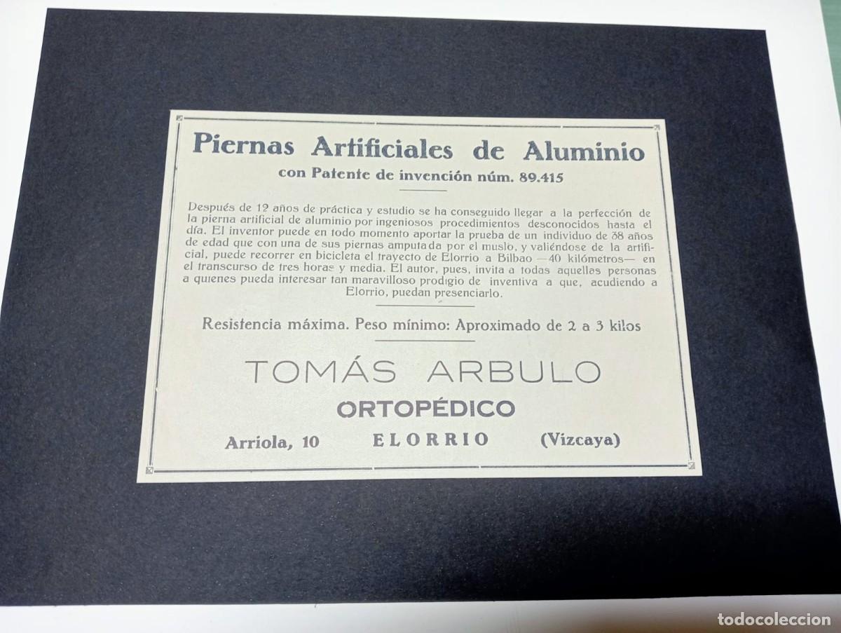 Sammeln von Plakaten: ELORRIO (VIZCAYA) - PIERNAS ARTIFICIALES - PUBLICIDAD ORIGINAL 1928 / VIDA VASCA - 13x19 cm.