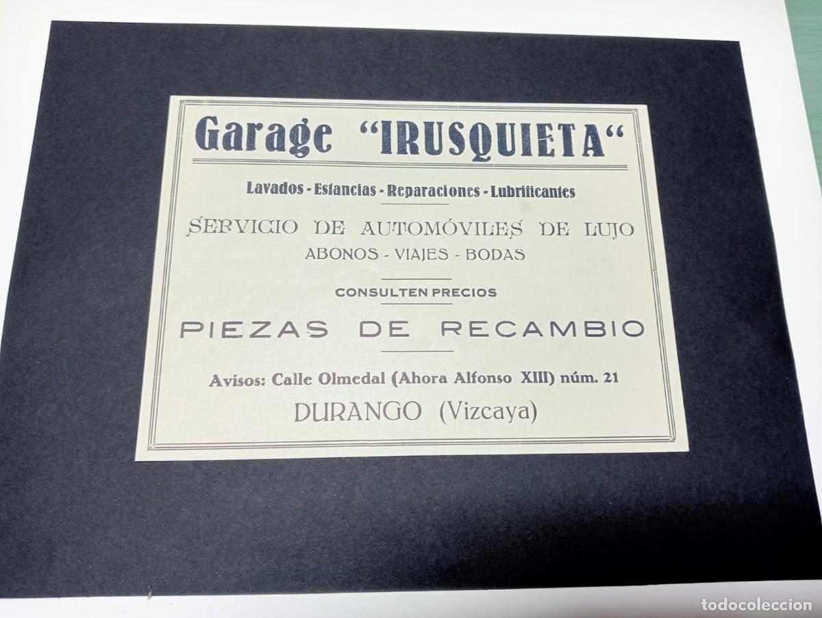 Sammeln von Plakaten: DURANGO (VIZCAYA) - GARAGE IRUSQUIETA - PUBLICIDAD ORIGINAL 1928 / VIDA VASCA - 14x19 cm.
