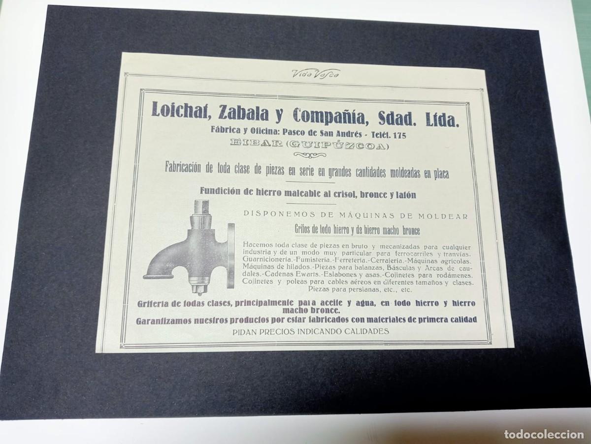 Sammeln von Plakaten: EIBAR (GUIPUZCOA) - LOICHAF, ZABALA Y CIA - PUBLICIDAD ORIGINAL 1928 / VIDA VASCA - 14x19 cm.