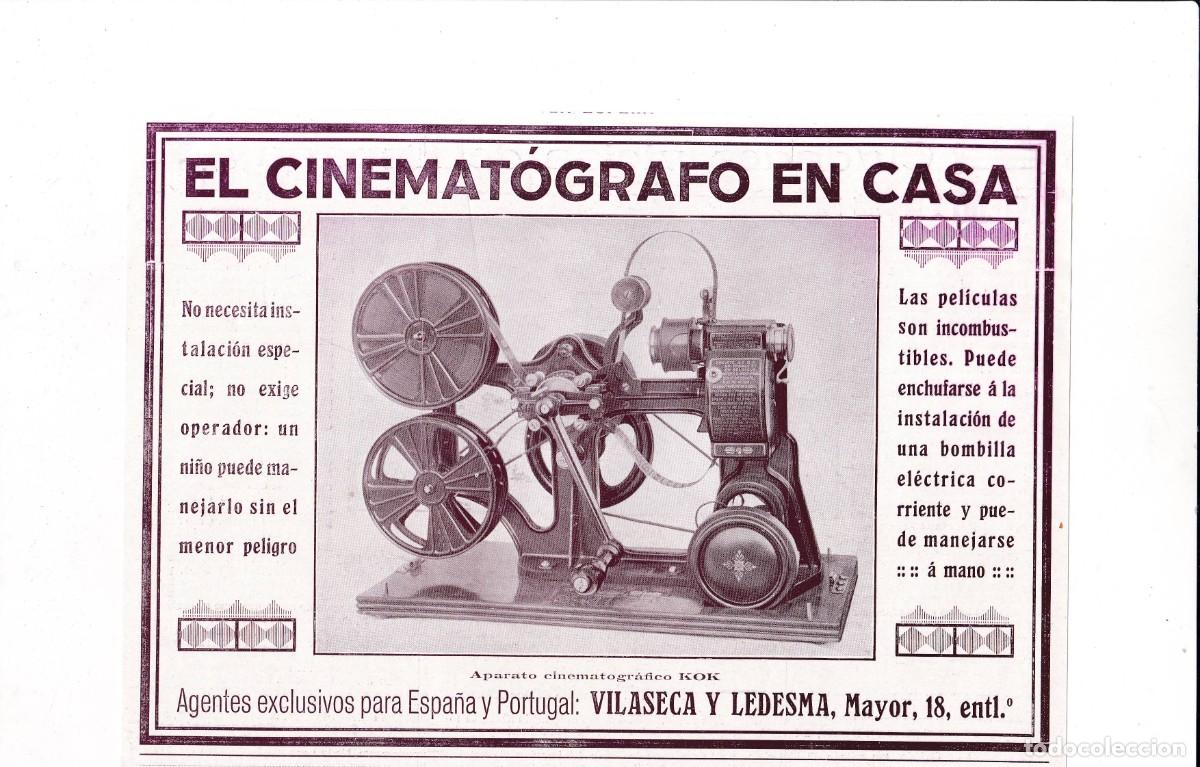 Sammeln von Plakaten: KOK - EL CINEMAT&Oacute;GRAFO EN CASA - PUBLICIDAD ORIGINAL 1914 / LA ESFERA - 16x23 cm.