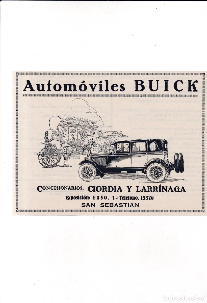 Sammeln von Plakaten: SAN SEBASTIAN - AUTOM&Oacute;VILES BUICK - PUBLICIDAD ORIGINAL 1928 / VIDA VASCA - 14x19 cm.