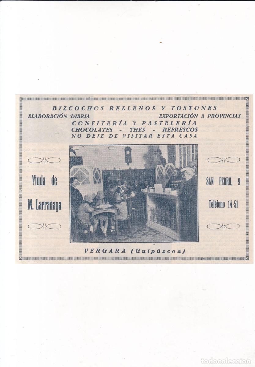 Sammeln von Plakaten: VERGARA (GUIPUZCOA) - VIUDA DE M. LARRA&Ntilde;AGA - PUBLICIDAD ORIGINAL 1928 / VIDA VASCA - 13x19 cm.