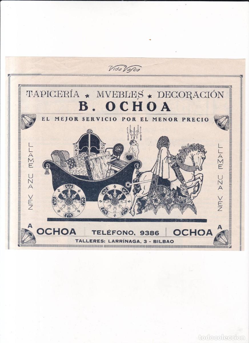 Sammeln von Plakaten: BILBAO - B. OCHOA - MUEBLES-DECORACI&Oacute;N - PUBLICIDAD ORIGINAL 1928 / VIDA VASCA - 14x19 cm.