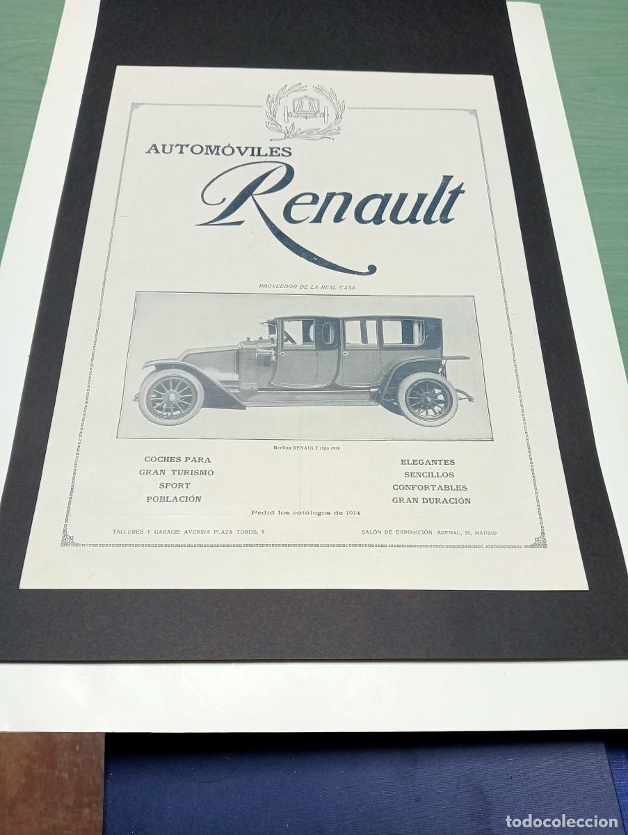 Coleccionismo de carteles: AUTOM&Oacute;VILES RENAULT - BERLINA TIPO 1914 - PUBLICIDAD ORIGINAL 1914 / LA ESFERA - 25x34 cm.