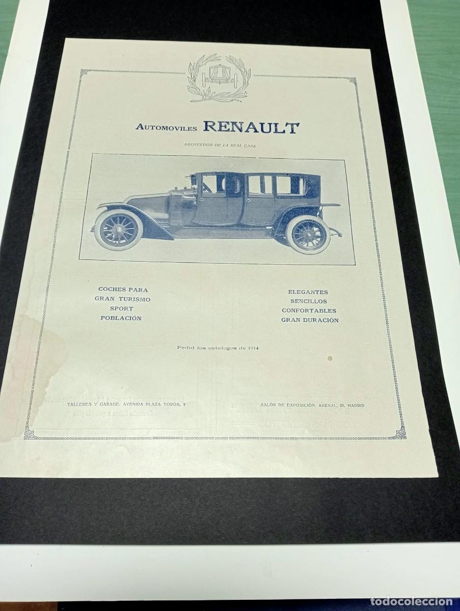 Coleccionismo de carteles: AUTOM&Oacute;VILES RENAULT - PUBLICIDAD ORIGINAL 1914 / LA ESFERA - 25x34 cm.