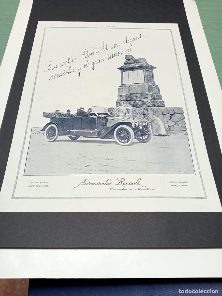 Coleccionismo de carteles: AUTOM&Oacute;VILES RENAULT - PROVEEDOR REAL CASA - PUBLICIDAD ORIGINAL 1914 / LA ESFERA - 25x34 cm.