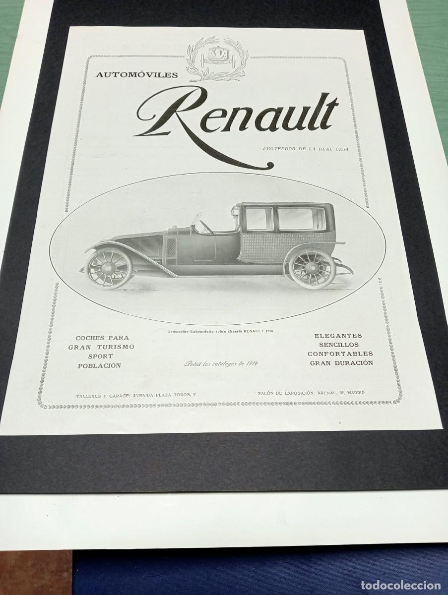 Coleccionismo de carteles: AUTOM&Oacute;VILES RENAULT - LIMOUSINE LABOURDETTE - PUBLICIDAD ORIGINAL 1914 / LA ESFERA - 25x34 cm.