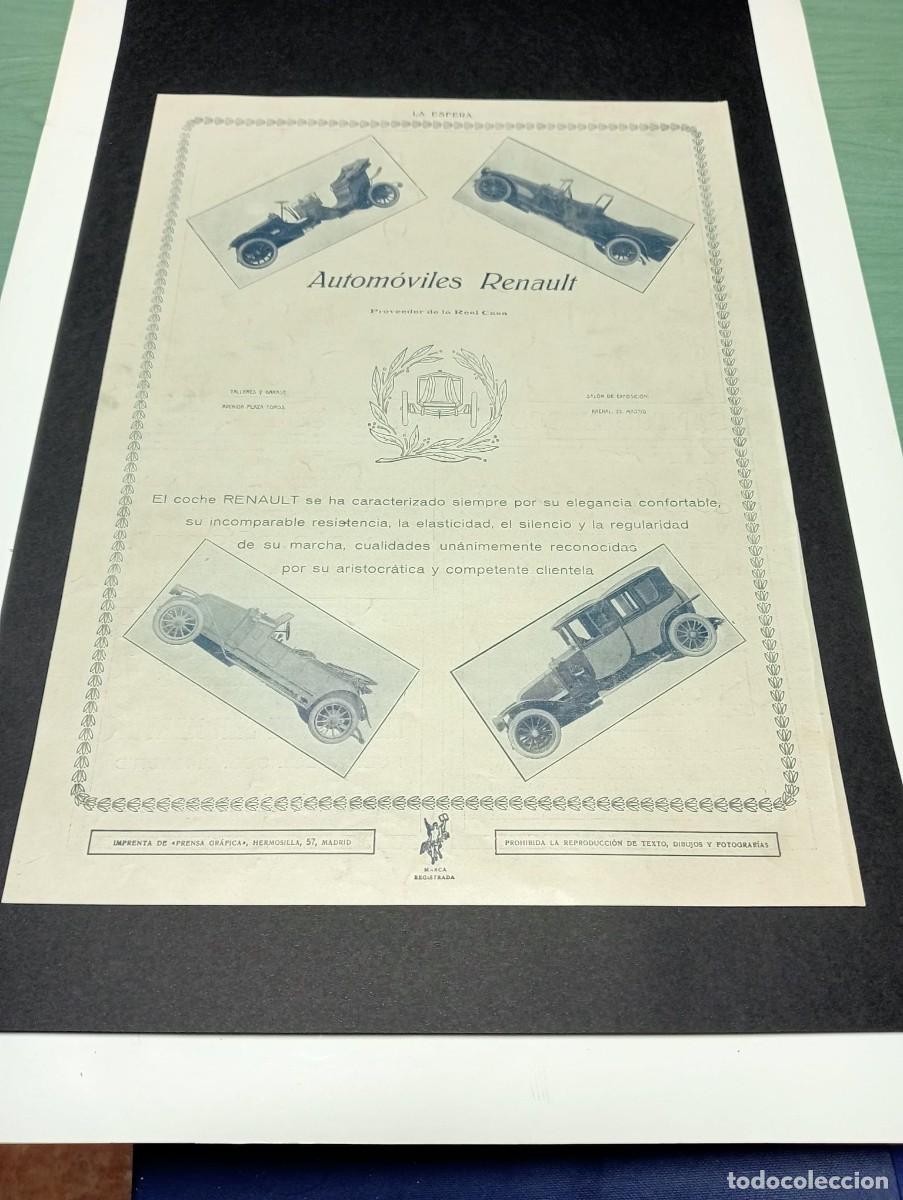 Coleccionismo de carteles: AUTOM&Oacute;VILES RENAULT - PUBLICIDAD ORIGINAL 1914 / LA ESFERA - 25x34 cm.