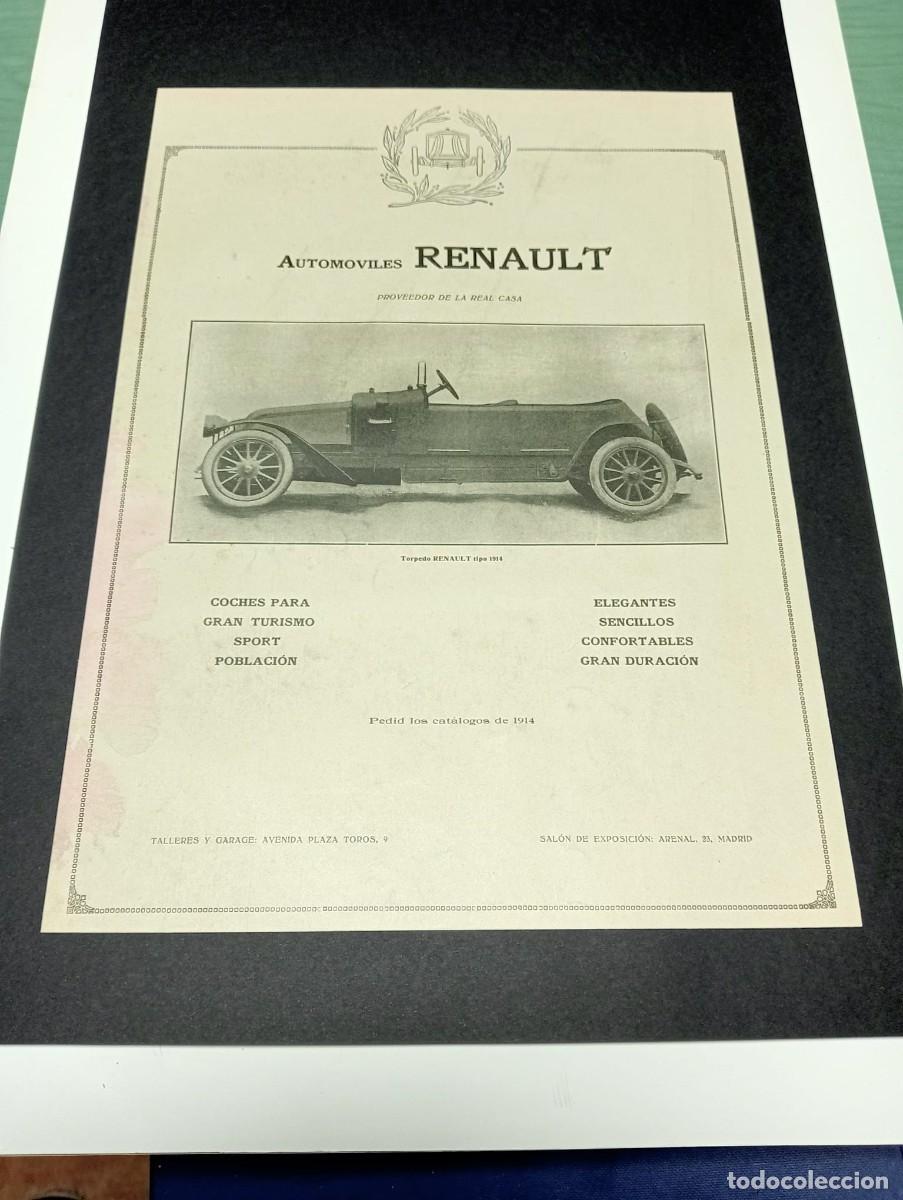 Coleccionismo de carteles: AUTOM&Oacute;VILES RENAULT - ARENAL 23, MADRID - PUBLICIDAD ORIGINAL 1914 / LA ESFERA - 25x34 cm.