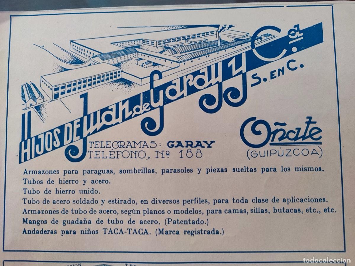 Collectionnisme d'affiches: ANUNCIO HIJOS JUAN GARAY Y CIA O&Ntilde;ATE (GUIPUZCOA) REVISTA METAL Y ELECTRICIDAD 1944