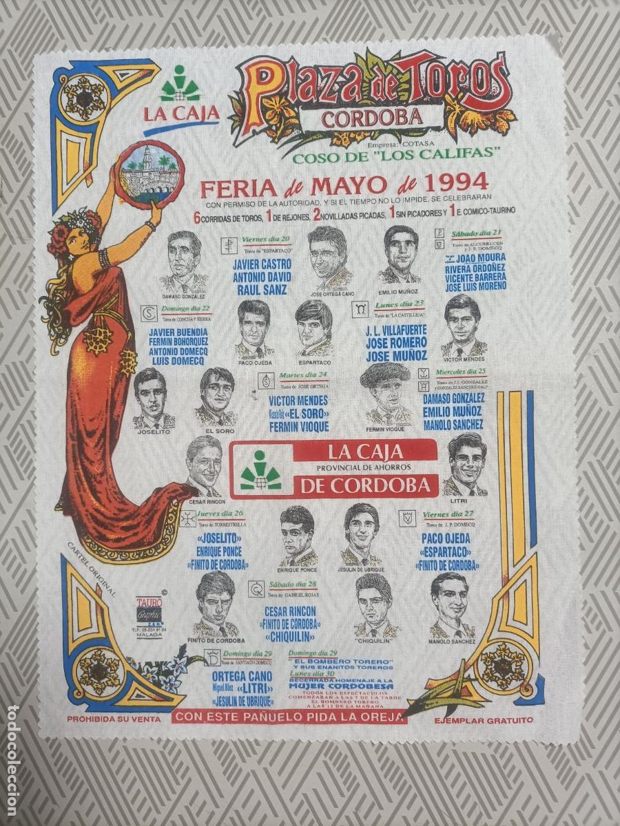 Poster collecting: Pa&ntilde;oleta cartel plaza de toros de Cordoba 1994