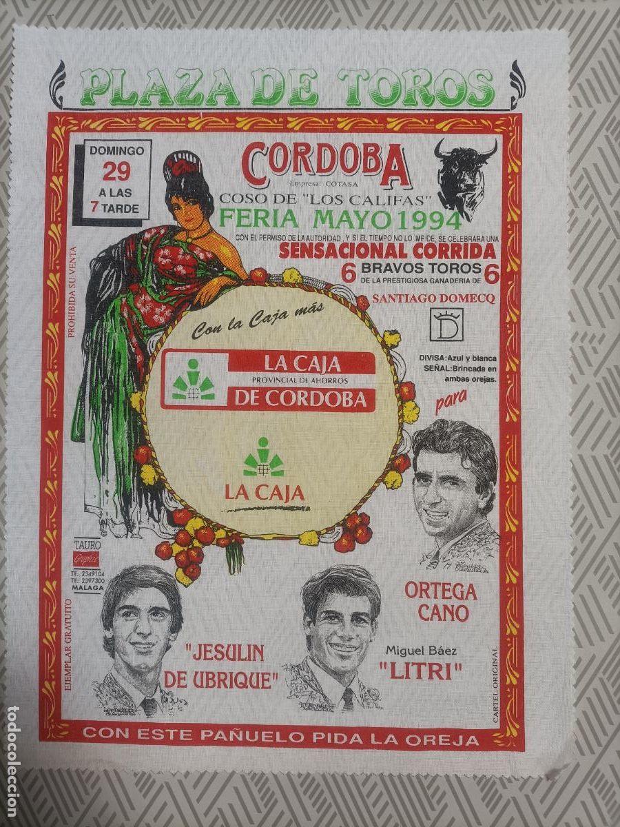 Sammeln von Plakaten: Pa&ntilde;oleta cartel plaza de toros de Cordoba 1994