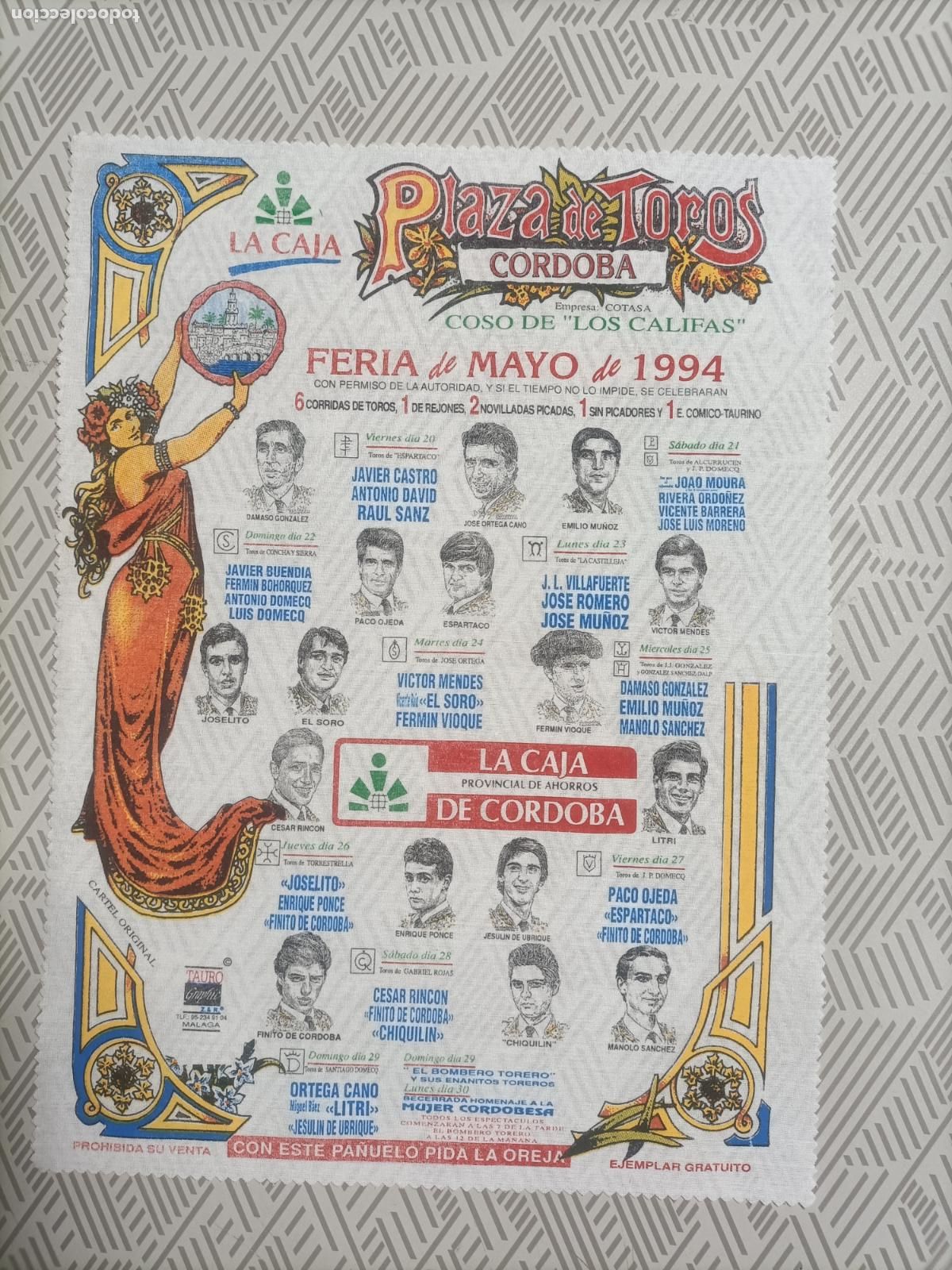 Sammeln von Plakaten: Pa&ntilde;oleta cartel plaza de toros de Cordoba 1994