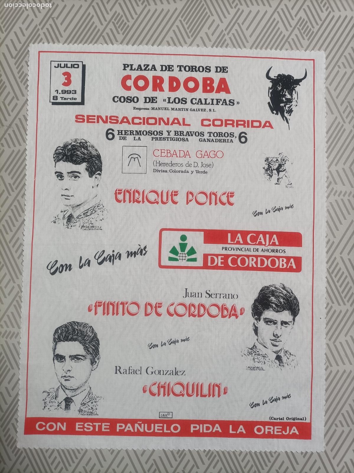 Sammeln von Plakaten: Pa&ntilde;oleta cartel plaza de toros de Cordoba 1993