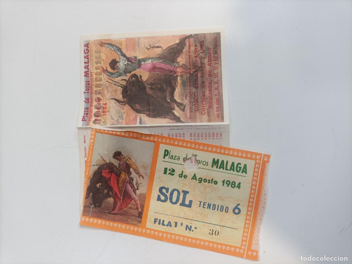 Sammeln von Plakaten: Cartel y entradas plaza de toros de M&aacute;laga 1984