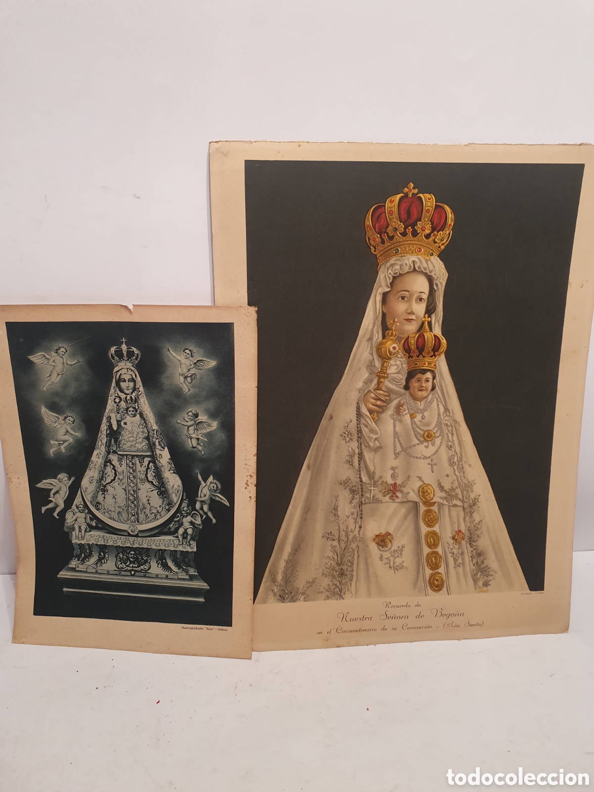 Sammeln von Plakaten: VIRGEN DE BEGO&Ntilde;A. 2 LAMINAS A&Ntilde;OS 50. HUECOGRABADO ARTE.