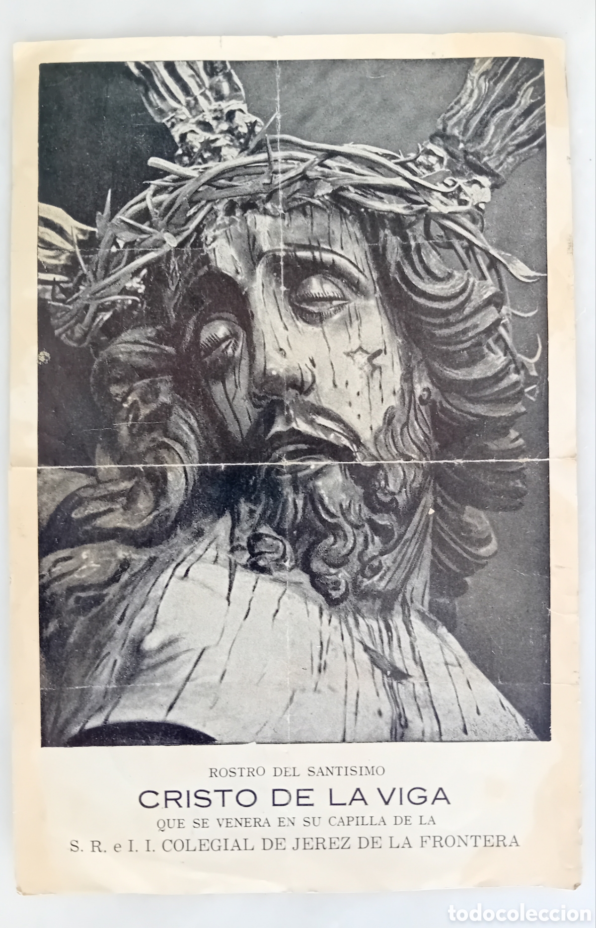 Sammeln von Plakaten: Antiguo cartel rostro Cristo de la Viga con leyenda