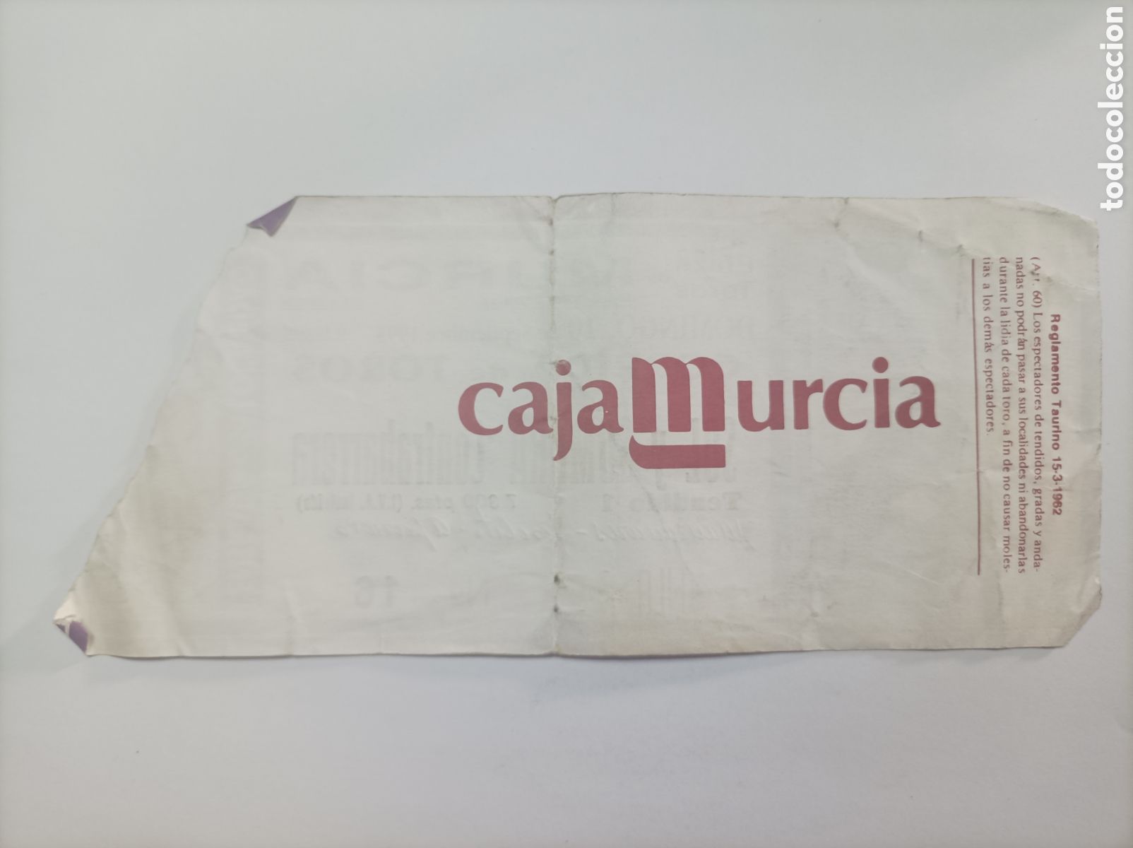 Coleccionismo de carteles: ENTRADA TOROS MURCIA 1995. - Foto 2