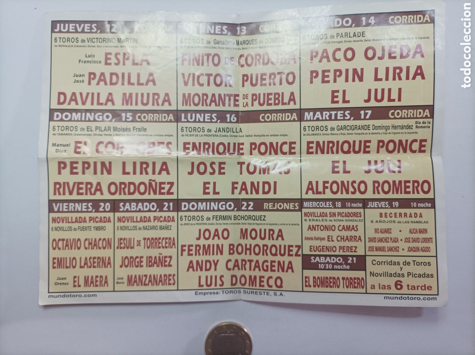 Coleccionismo de carteles: PROGRAMA FERIA TOROS MURCIA 2002. - Foto 2