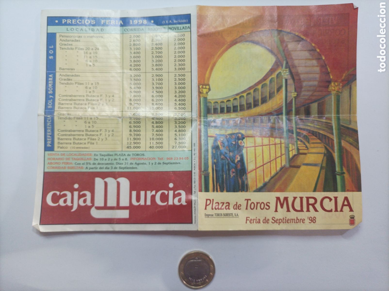 Coleccionismo de carteles: PROGRAMA FERIA TOROS MURCIA 1998. - Foto 1