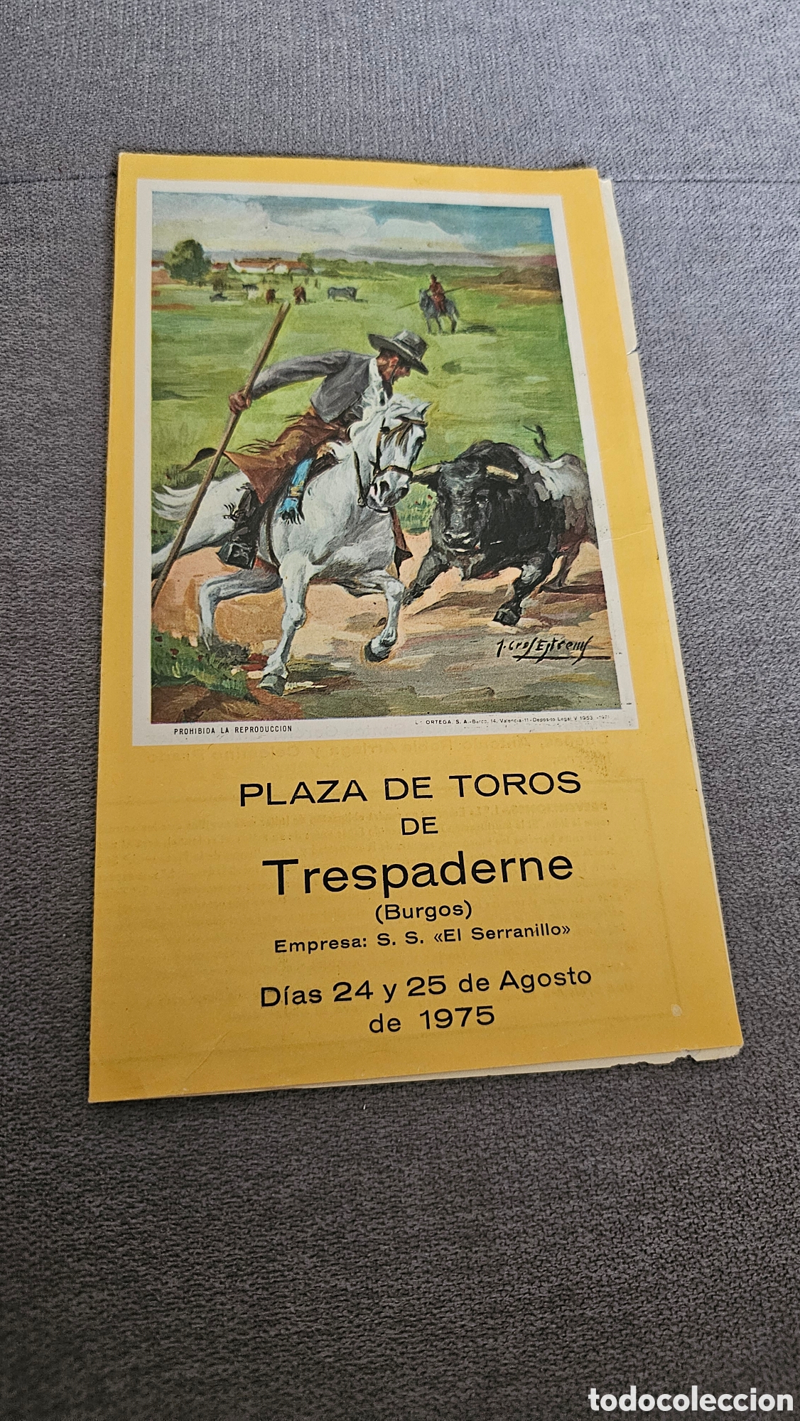 Coleccionismo de carteles: Programa Plaza de Toros TRESPADERNE 1975 - Foto 2