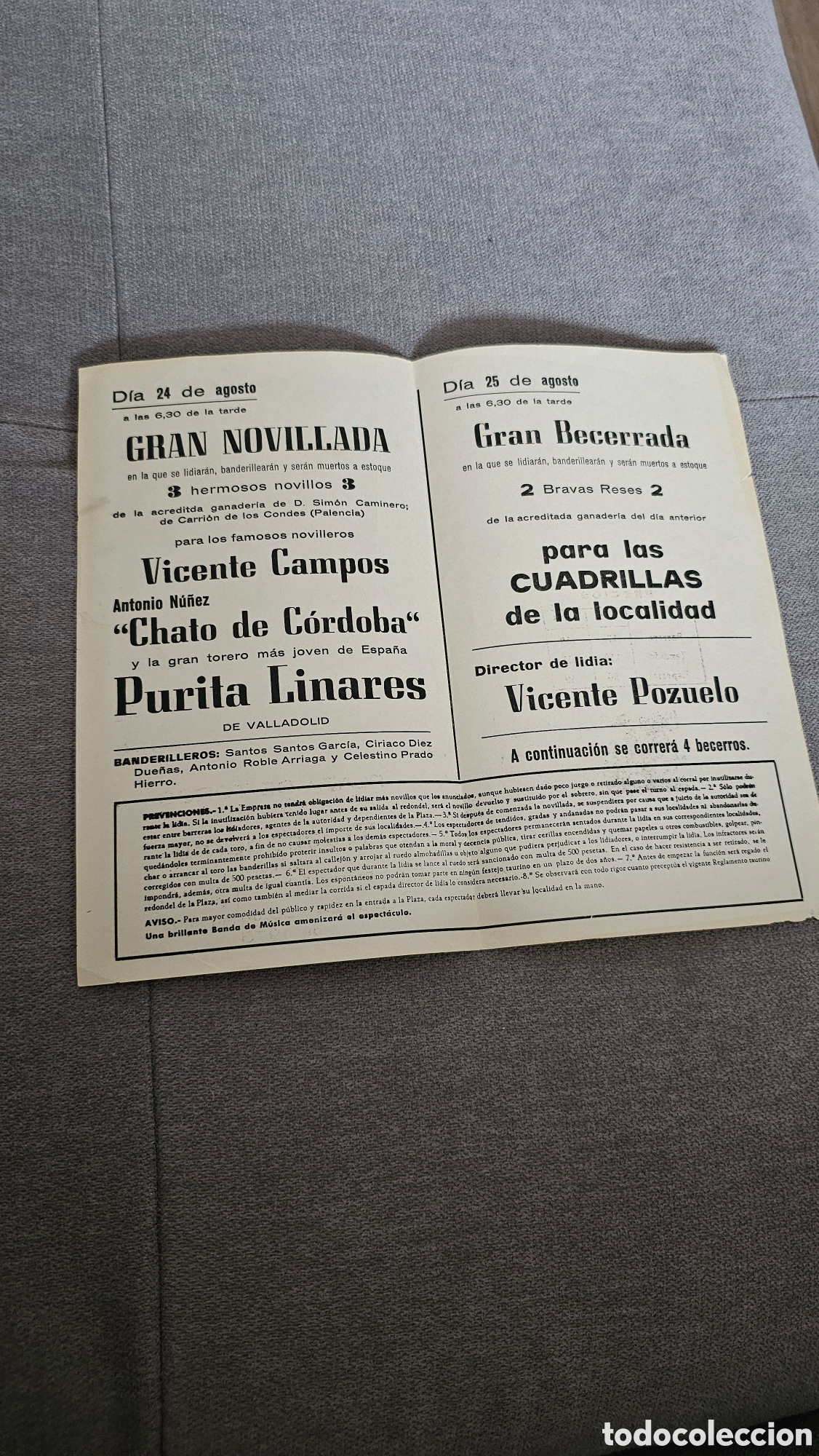 Coleccionismo de carteles: Programa Plaza de Toros TRESPADERNE 1975 - Foto 6