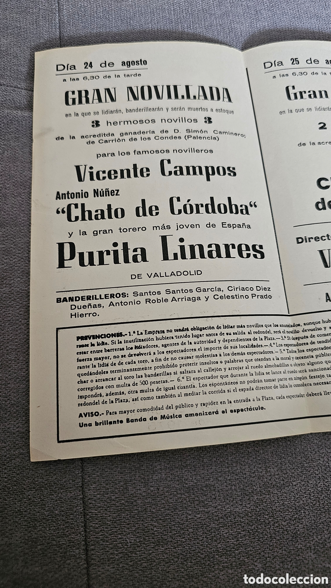 Coleccionismo de carteles: Programa Plaza de Toros TRESPADERNE 1975 - Foto 7