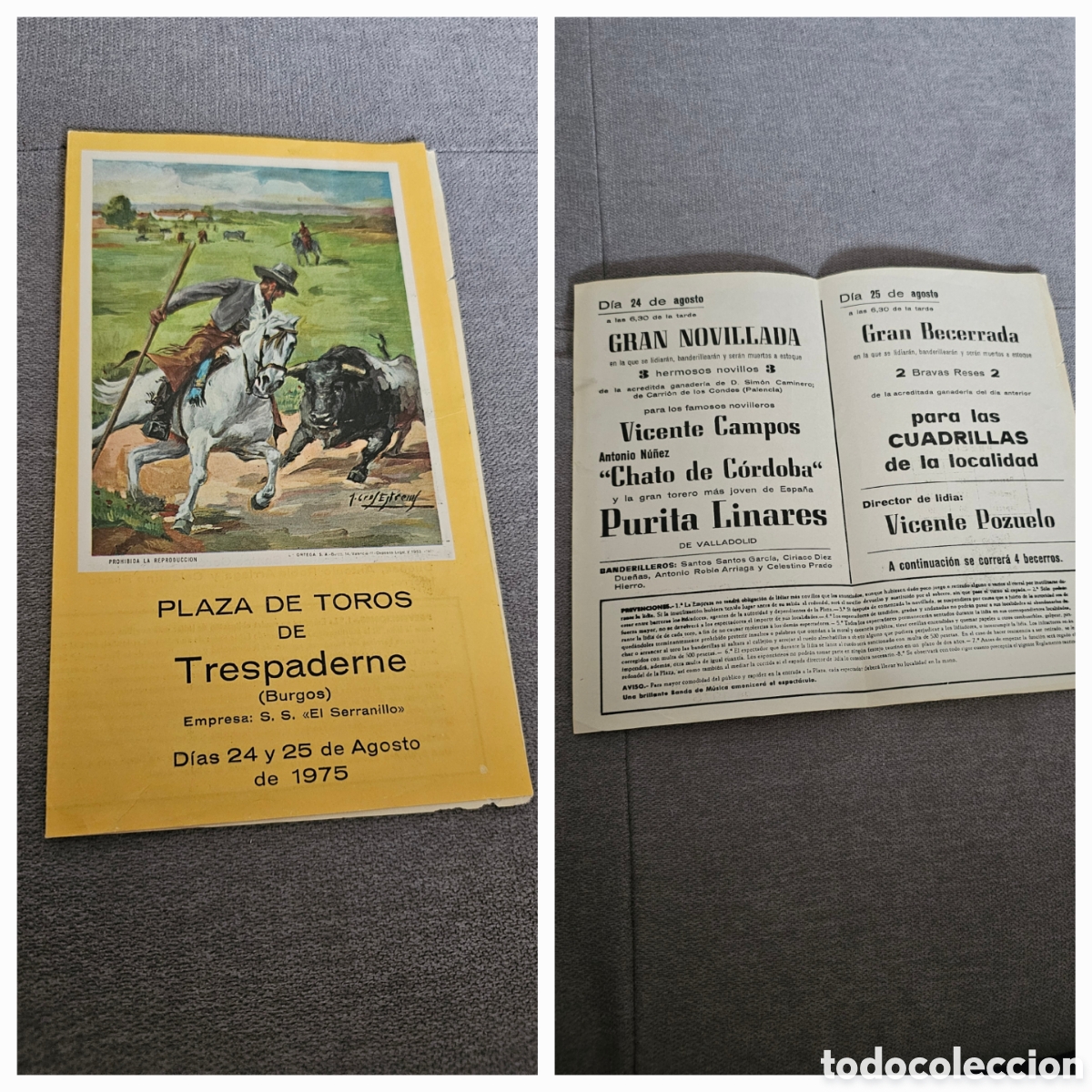 Coleccionismo de carteles: Programa Plaza de Toros TRESPADERNE 1975 - Foto 1