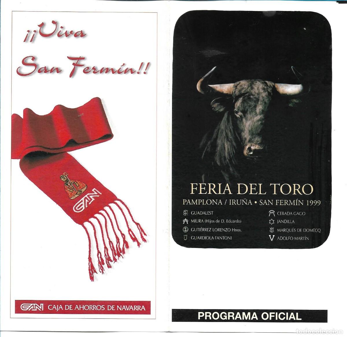 Coleccionismo de carteles: FERIA DEL TORO PAMPLONA - PROGRAMA OFICIAL - Foto 1