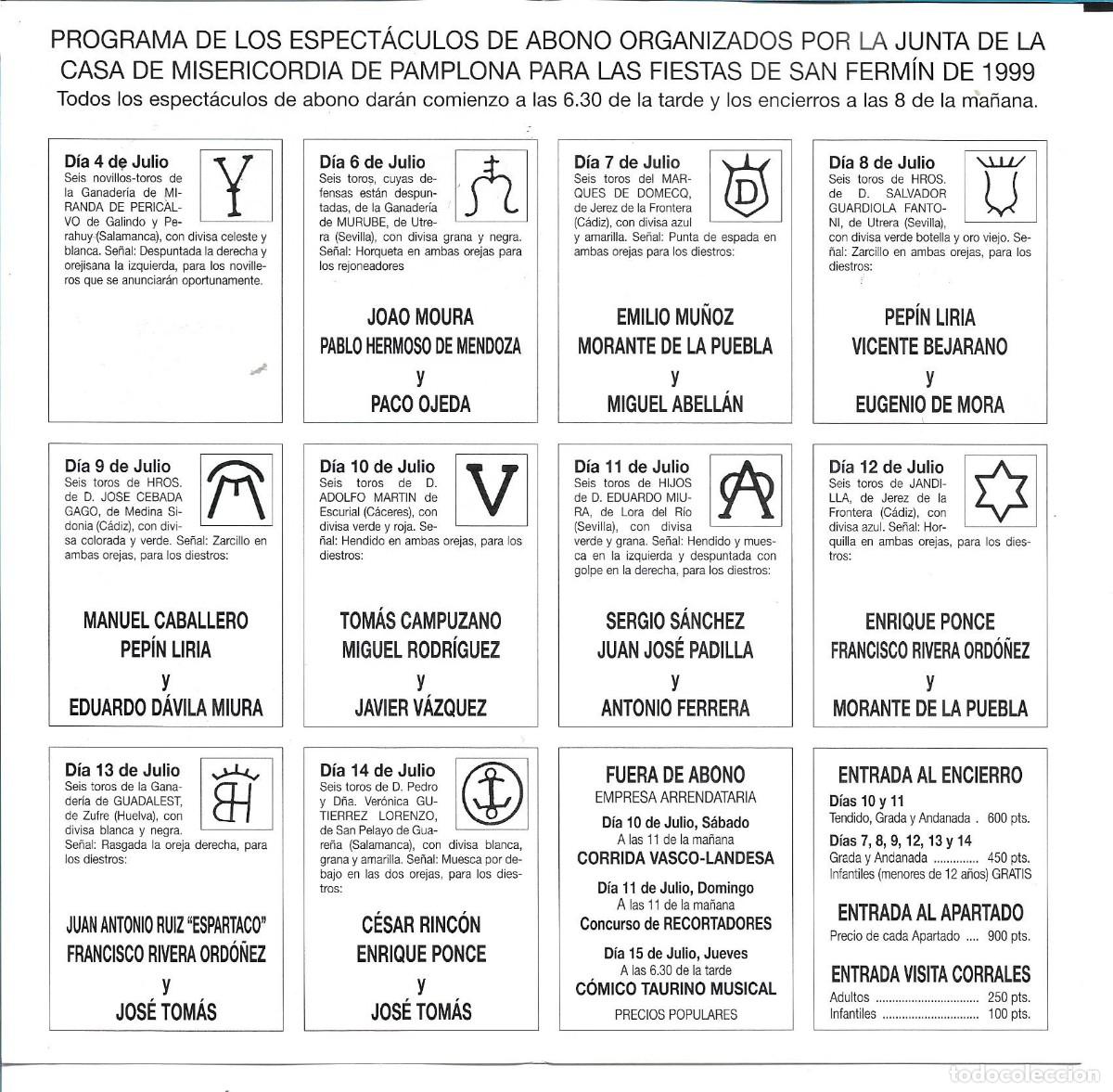 Coleccionismo de carteles: FERIA DEL TORO PAMPLONA - PROGRAMA OFICIAL - Foto 3