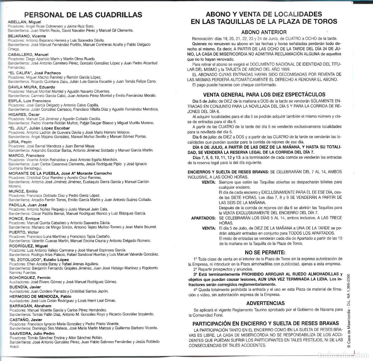 Coleccionismo de carteles: FERIA DEL TORO PAMPLONA - PROGRAMA OFICIAL - Foto 2