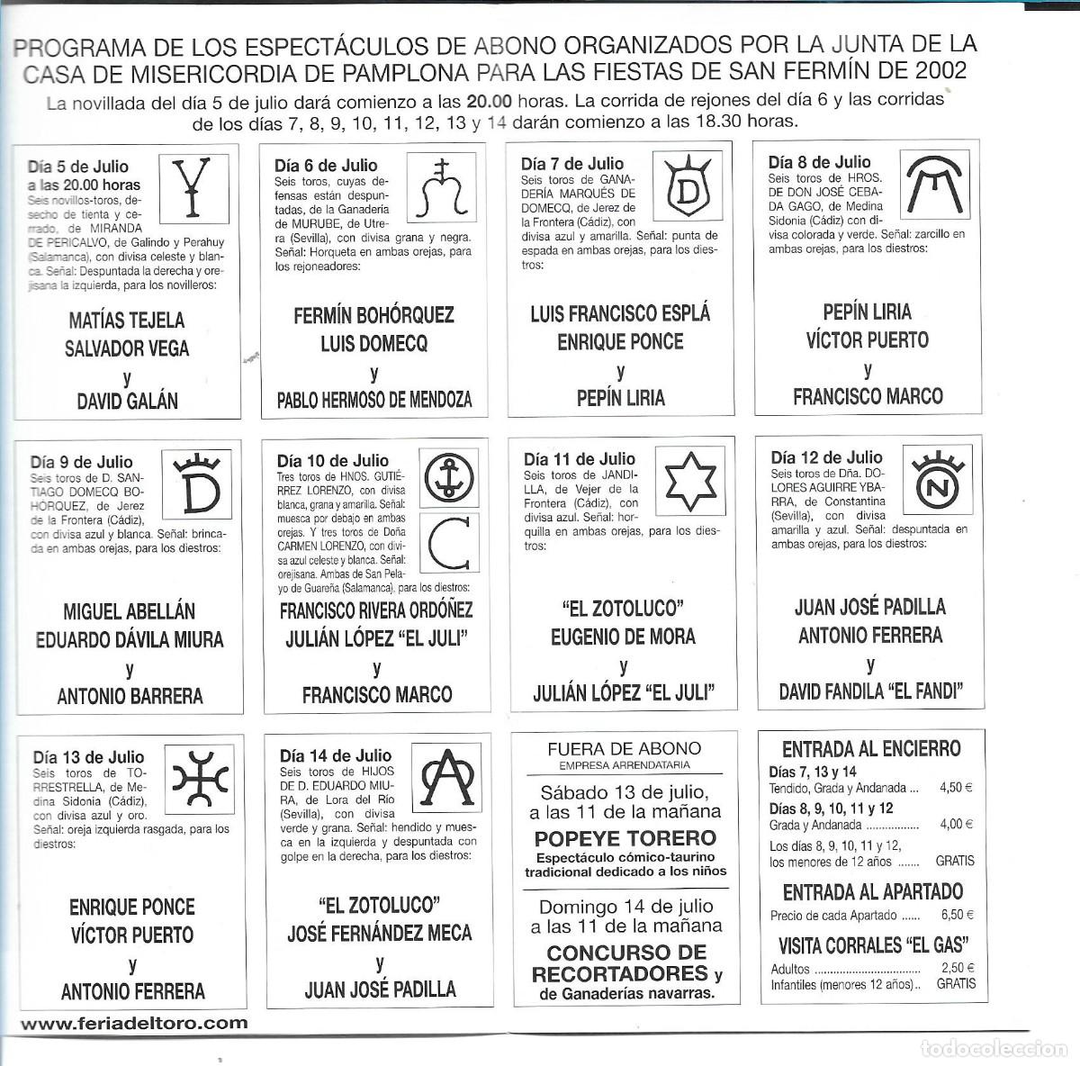 Coleccionismo de carteles: FERIA DEL TORO PAMPLONA - PROGRAMA OFICIAL - Foto 3