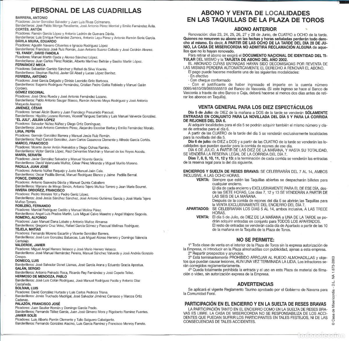Coleccionismo de carteles: FERIA DEL TORO PAMPLONA - PROGRAMA OFICIAL - Foto 2