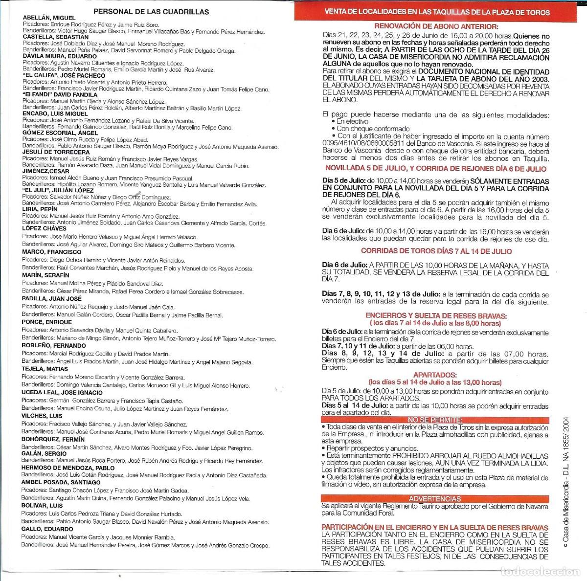 Coleccionismo de carteles: FERIA DEL TORO PAMPLONA - PROGRAMA OFICIAL - Foto 2