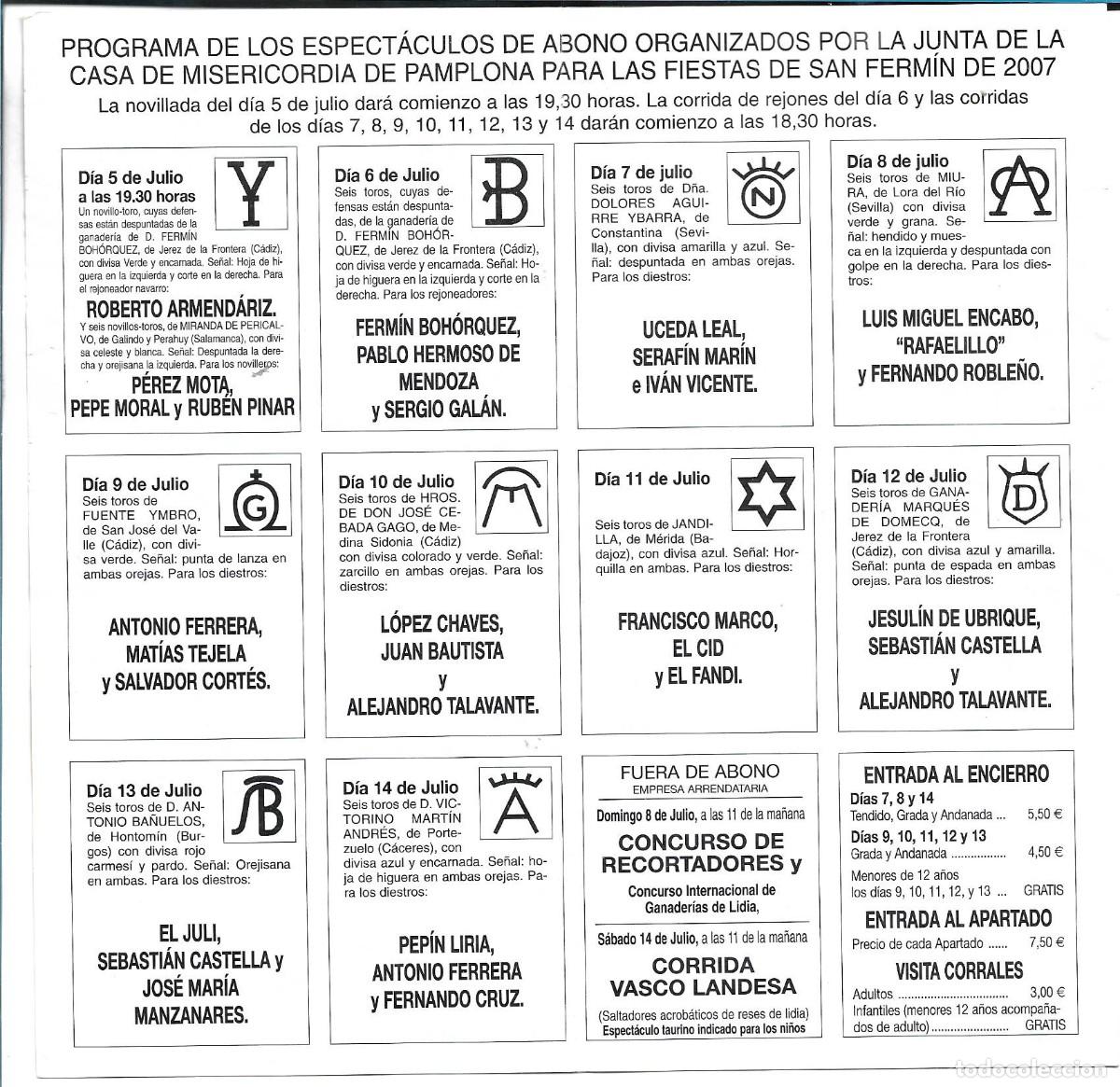 Coleccionismo de carteles: FERIA DEL TORO PAMPLONA - PROGRAMA OFICIAL - Foto 3