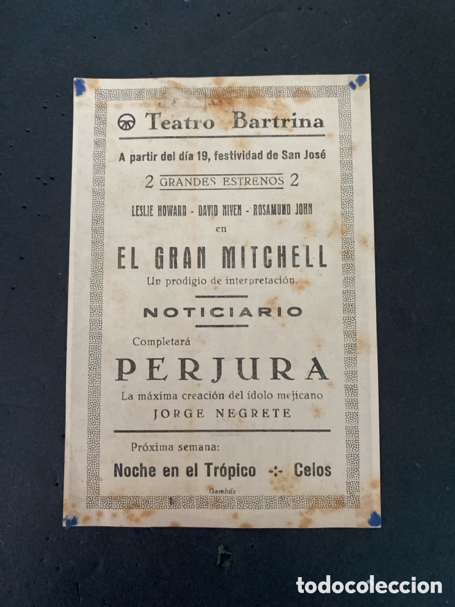 Coleccionismo de carteles: Programaci&oacute;n de Cine El gran Mitchell - Foto 2